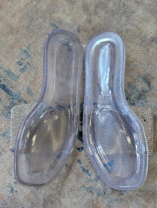 Juicy Couture Crystal Embellished Clear Slide Sandals Women's 8 US McBling Y2K