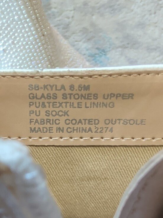 Betsey Johnson Pearl-Embellished White Ankle Booties with Block Heel Women's 6.5