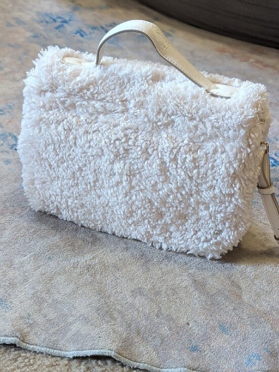 A New Day White Faux Shearling Crossbody Shoulder Bag