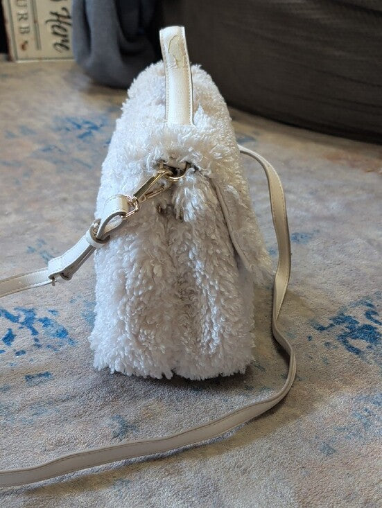 A New Day White Faux Shearling Crossbody Shoulder Bag