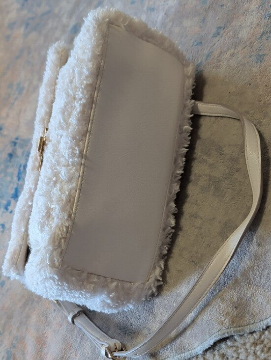 A New Day White Faux Shearling Crossbody Shoulder Bag