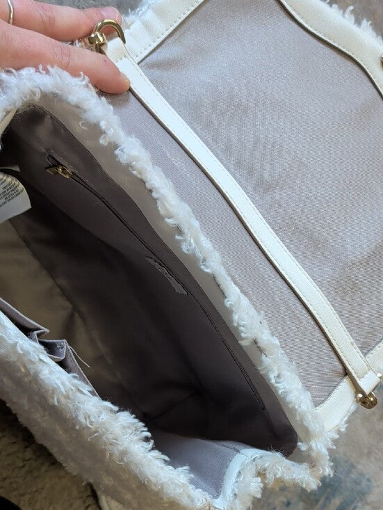 A New Day White Faux Shearling Crossbody Shoulder Bag