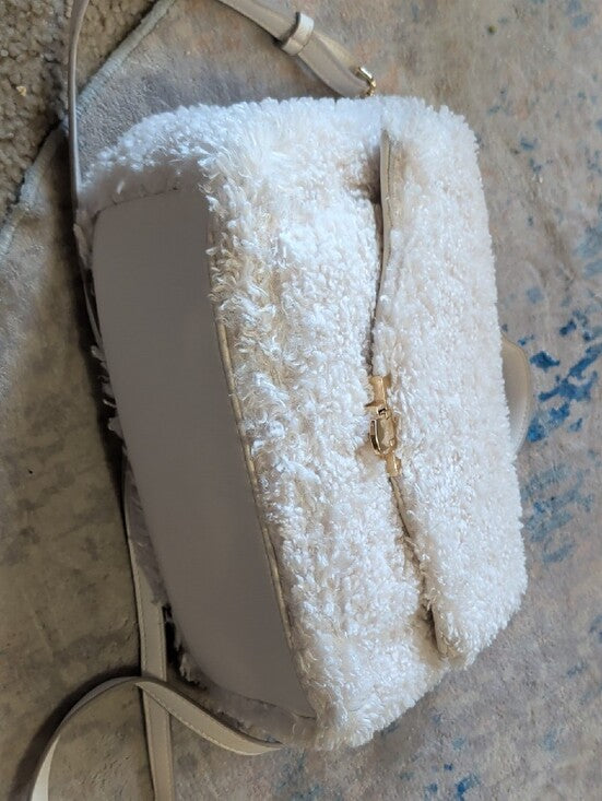 A New Day White Faux Shearling Crossbody Shoulder Bag