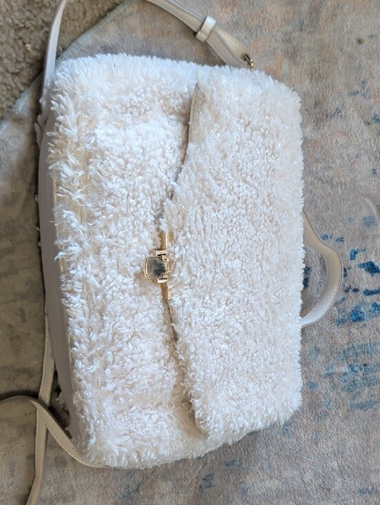 A New Day White Faux Shearling Crossbody Shoulder Bag