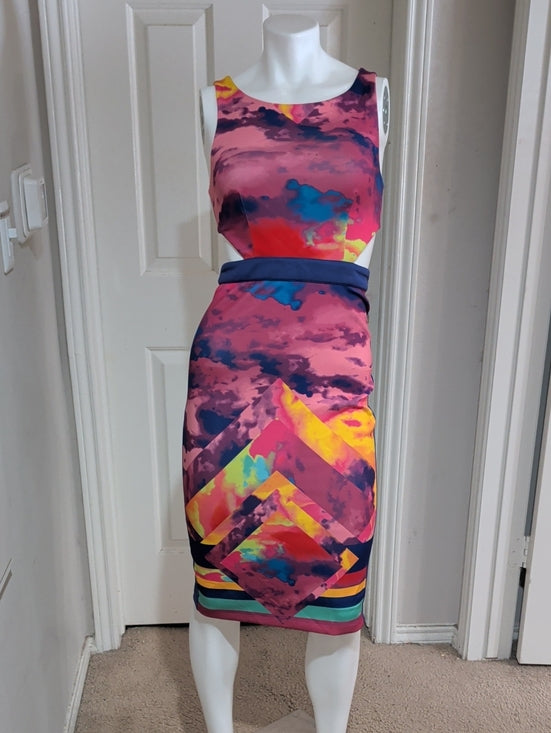 bebe Pink Multicolor Abstract Sheath Dress Women's XS New