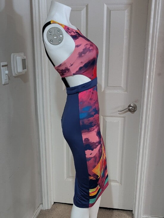 bebe Pink Multicolor Abstract Sheath Dress Women's XS New