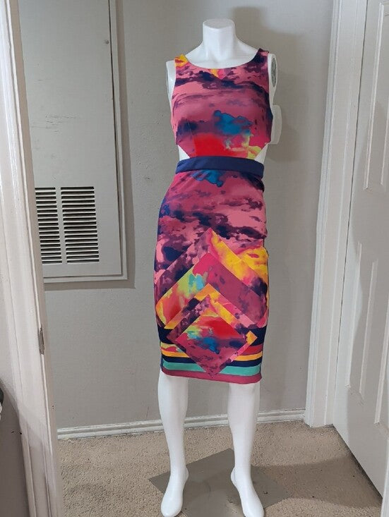 bebe Pink Multicolor Abstract Sheath Dress Women's XS New