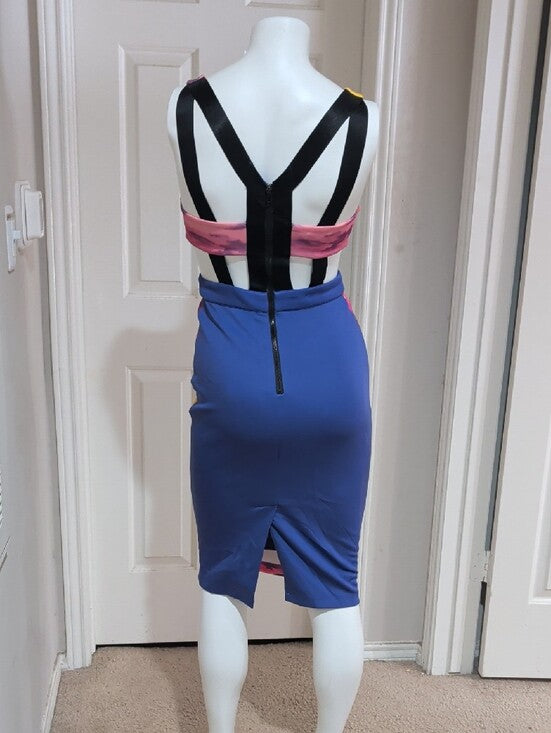 bebe Pink Multicolor Abstract Sheath Dress Women's XS New