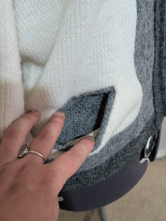 VTG 1960's-70's The Hub Orlon Acrylic Two-Tone Gray & White Knit Zip Cardigan Retro Men's M