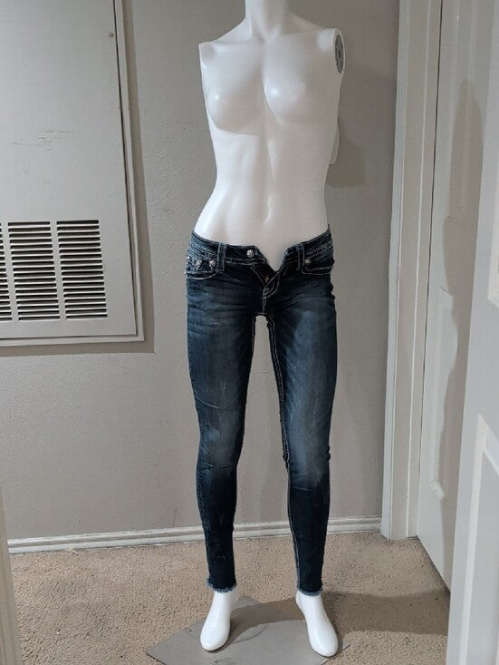 Miss Me Women’s Dark Indigo Skinny Jeans with Contrast Stitching Sz 26