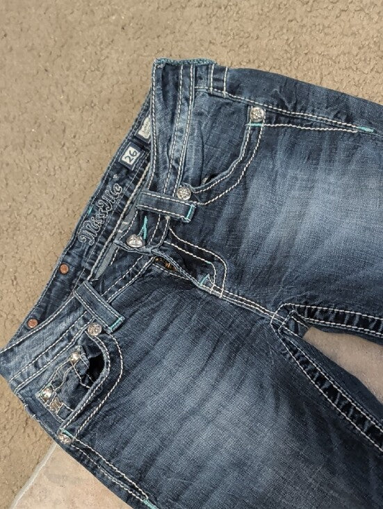 Miss Me Women’s Dark Indigo Skinny Jeans with Contrast Stitching Sz 26