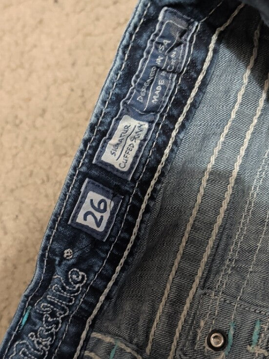 Miss Me Women’s Dark Indigo Skinny Jeans with Contrast Stitching Sz 26