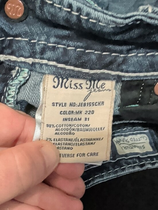 Miss Me Women’s Dark Indigo Skinny Jeans with Contrast Stitching Sz 26