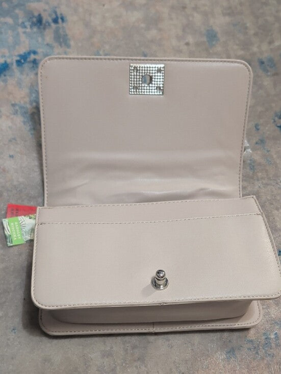 NWT Badgley Mischka Cream Quilted Chevron Crossbody Shoulder Bag w/ Chain Strap