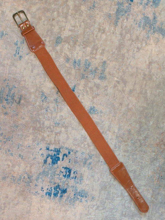 Brown Stretchable Braid Belt with Leather Trim - NWOT - Unisex Women's 29"
