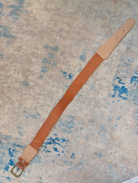 Brown Stretchable Braid Belt with Leather Trim - NWOT - Unisex Women's 29"