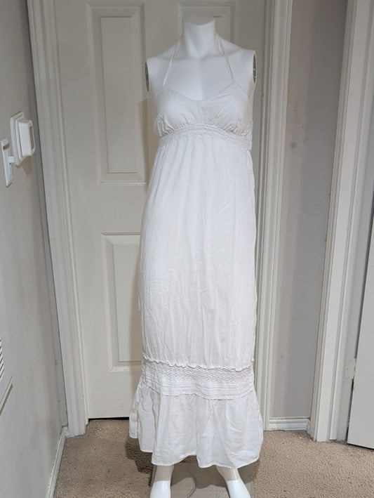 Old Navy White Linen/Cotton Halter Maxi Dress Spring 2010 Release XS