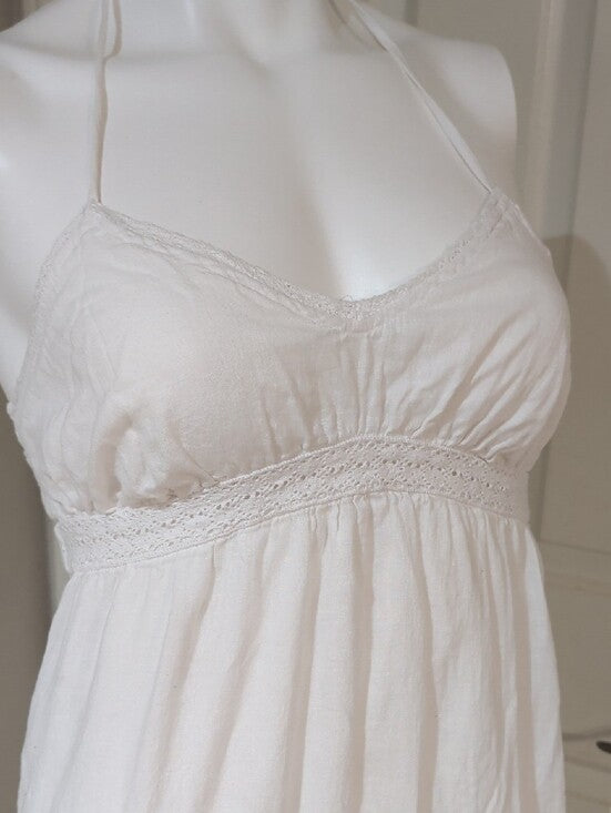 Old Navy White Linen/Cotton Halter Maxi Dress Spring 2010 Release XS