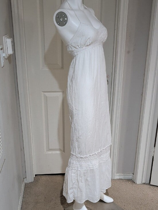 Old Navy White Linen/Cotton Halter Maxi Dress Spring 2010 Release XS