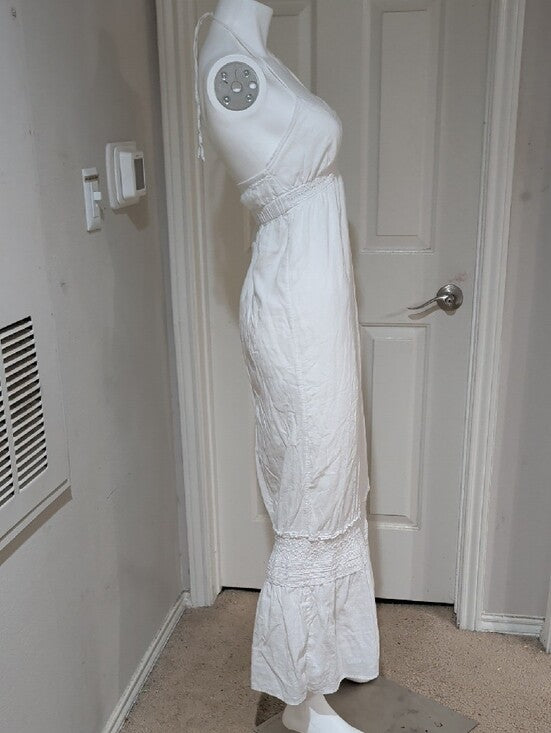 Old Navy White Linen/Cotton Halter Maxi Dress Spring 2010 Release XS