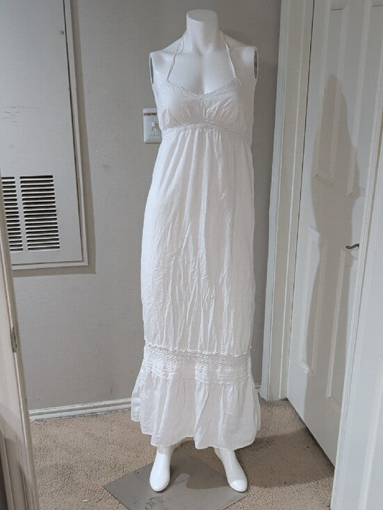 Old Navy White Linen/Cotton Halter Maxi Dress Spring 2010 Release XS