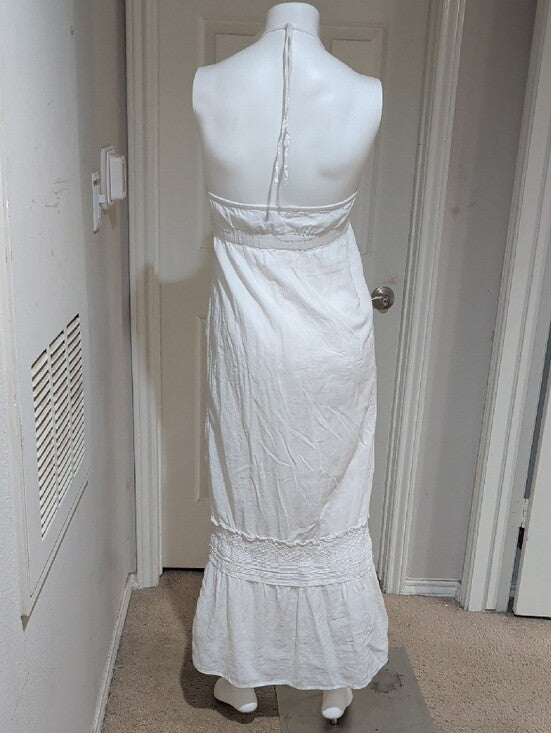 Old Navy White Linen/Cotton Halter Maxi Dress Spring 2010 Release XS