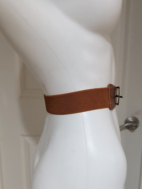 Brown Stretchable Braid Belt with Leather Trim - NWOT - Unisex Women's 29"