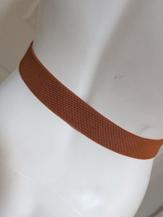 Brown Stretchable Braid Belt with Leather Trim - NWOT - Unisex Women's 29"