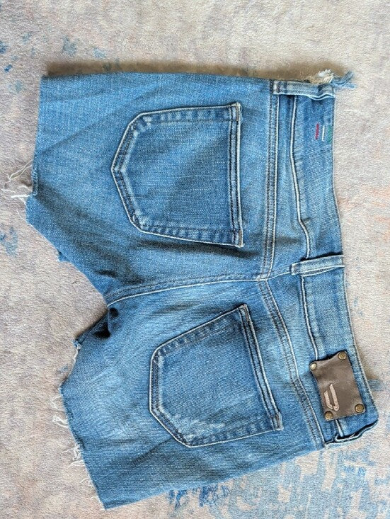 Vintage Diesel Blue Cut-Off Super Low Rise Shorties Shorts Y2K 2006 Release Women's 27