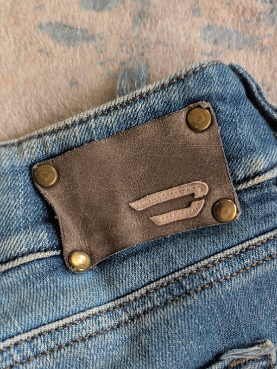 Vintage Diesel Blue Cut-Off Super Low Rise Shorties Shorts Y2K 2006 Release Women's 27