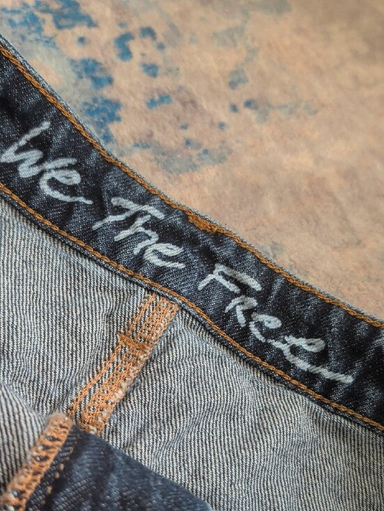 We The Free Dark Indigo Frayed Hem Denim Skirt Women's 31