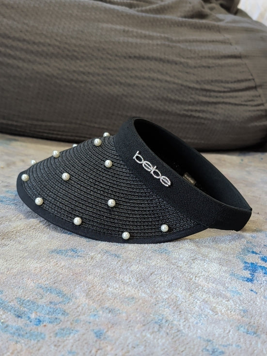 bebe Black Pearl-Studded Visor