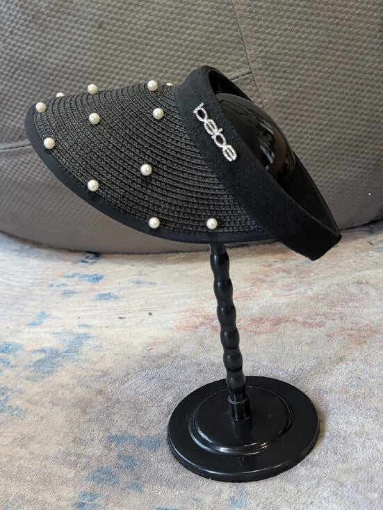 bebe Black Pearl-Studded Visor