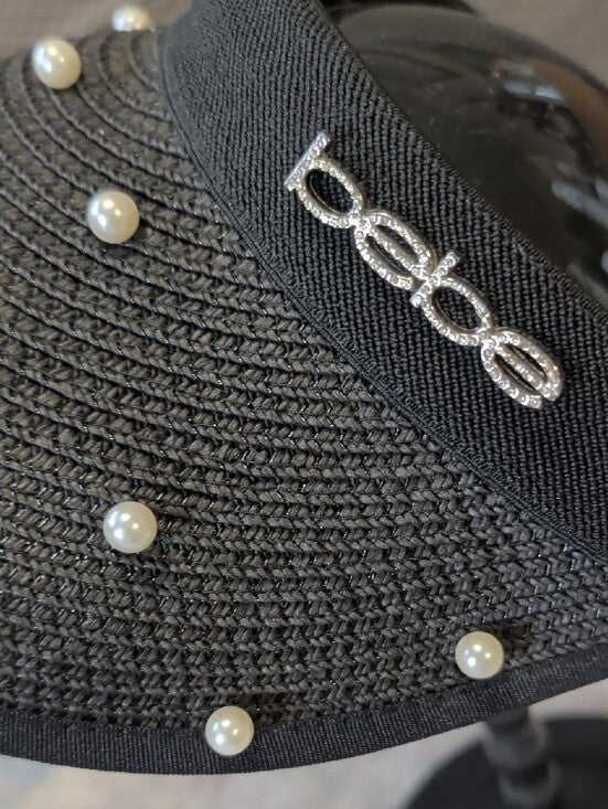 bebe Black Pearl-Studded Visor