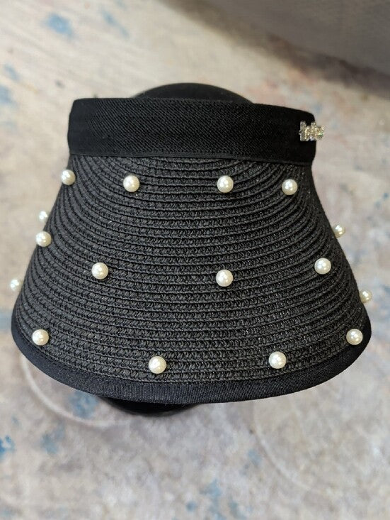 bebe Black Pearl-Studded Visor