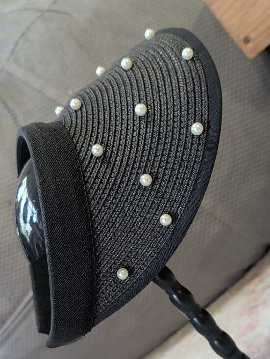 bebe Black Pearl-Studded Visor