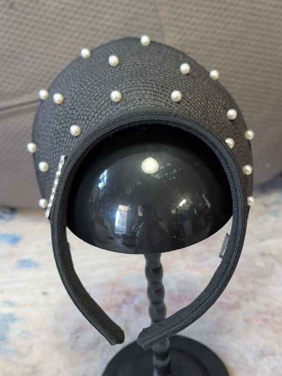 bebe Black Pearl-Studded Visor