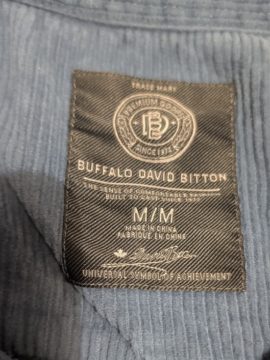 Buffalo David Bitton Light Blue Corduroy Shirt Jacket Men's Medium