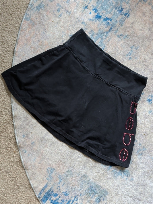 bebe Black Skater Skirt Skort with Pink Rhinestone Logo Women's Medium