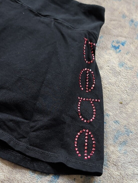 bebe Black Skater Skirt Skort with Pink Rhinestone Logo Women's Medium