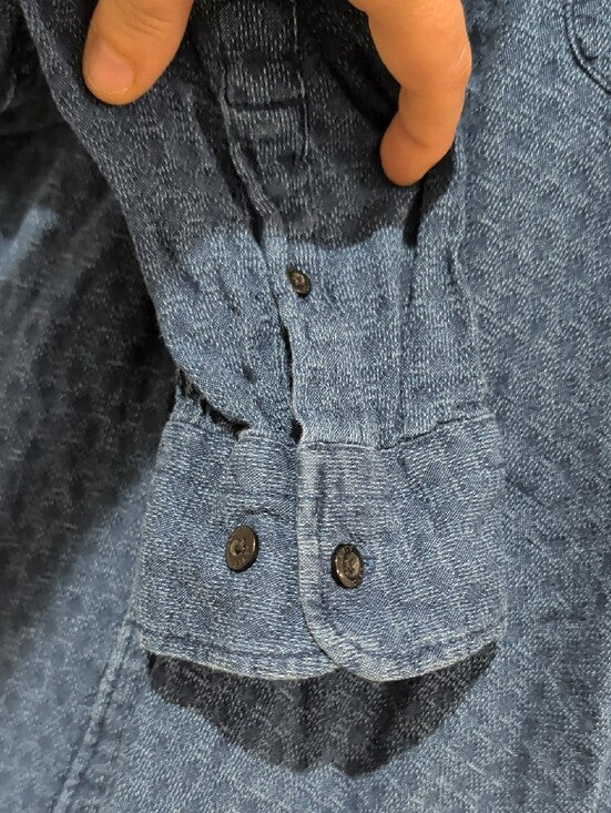 Levi's Cotton Textured Indigo Blue Button-Down Shirt Men's XXL