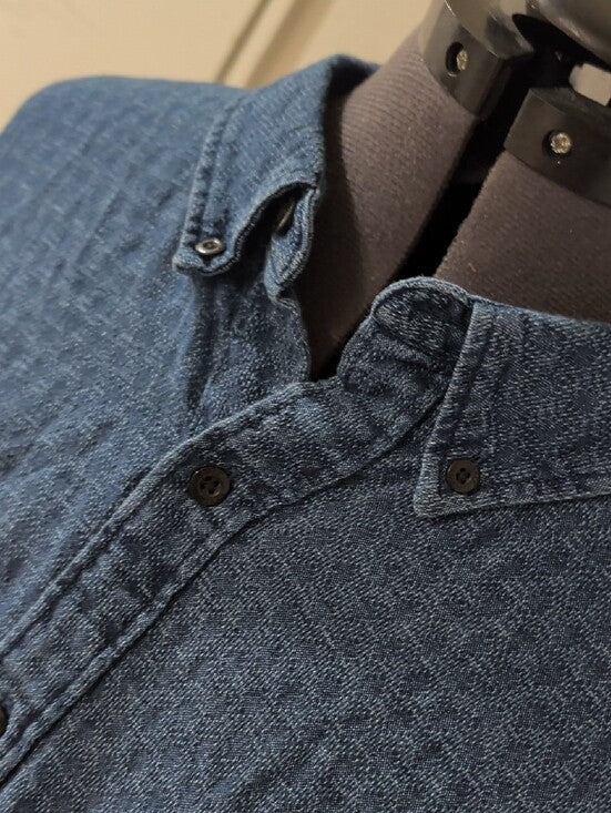 Levi's Cotton Textured Indigo Blue Button-Down Shirt Men's XXL