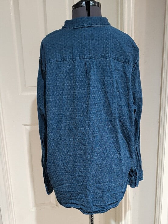 Levi's Cotton Textured Indigo Blue Button-Down Shirt Men's XXL
