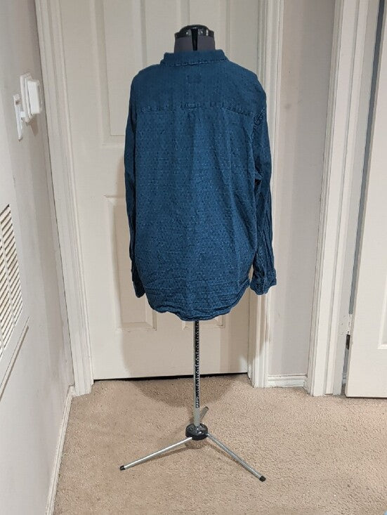 Levi's Cotton Textured Indigo Blue Button-Down Shirt Men's XXL