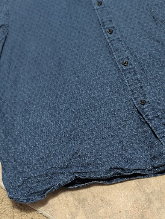 Levi's Cotton Textured Indigo Blue Button-Down Shirt Men's XXL
