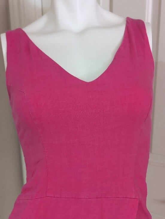 Amy Matto Hot Pink Sleeveless Linen Mini Dress Women's 4 US