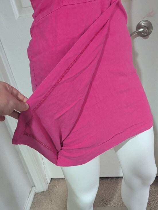 Amy Matto Hot Pink Sleeveless Linen Mini Dress Women's 4 US