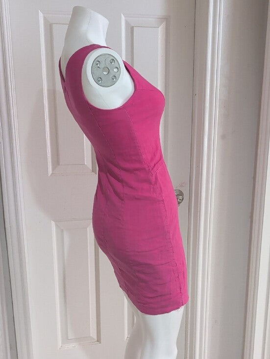 Amy Matto Hot Pink Sleeveless Linen Mini Dress Women's 4 US