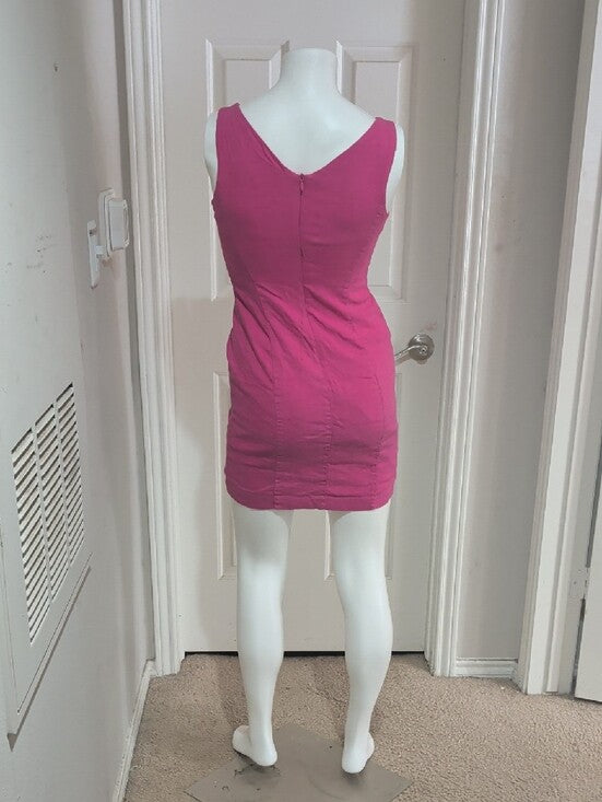 Amy Matto Hot Pink Sleeveless Linen Mini Dress Women's 4 US