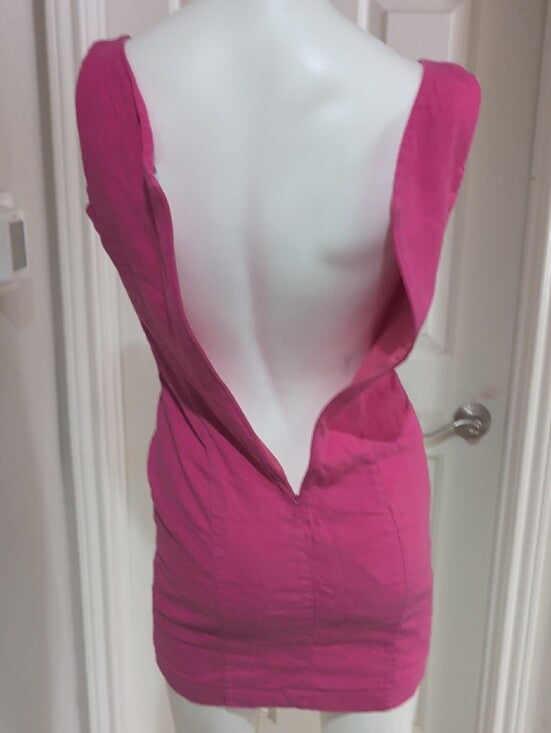 Amy Matto Hot Pink Sleeveless Linen Mini Dress Women's 4 US